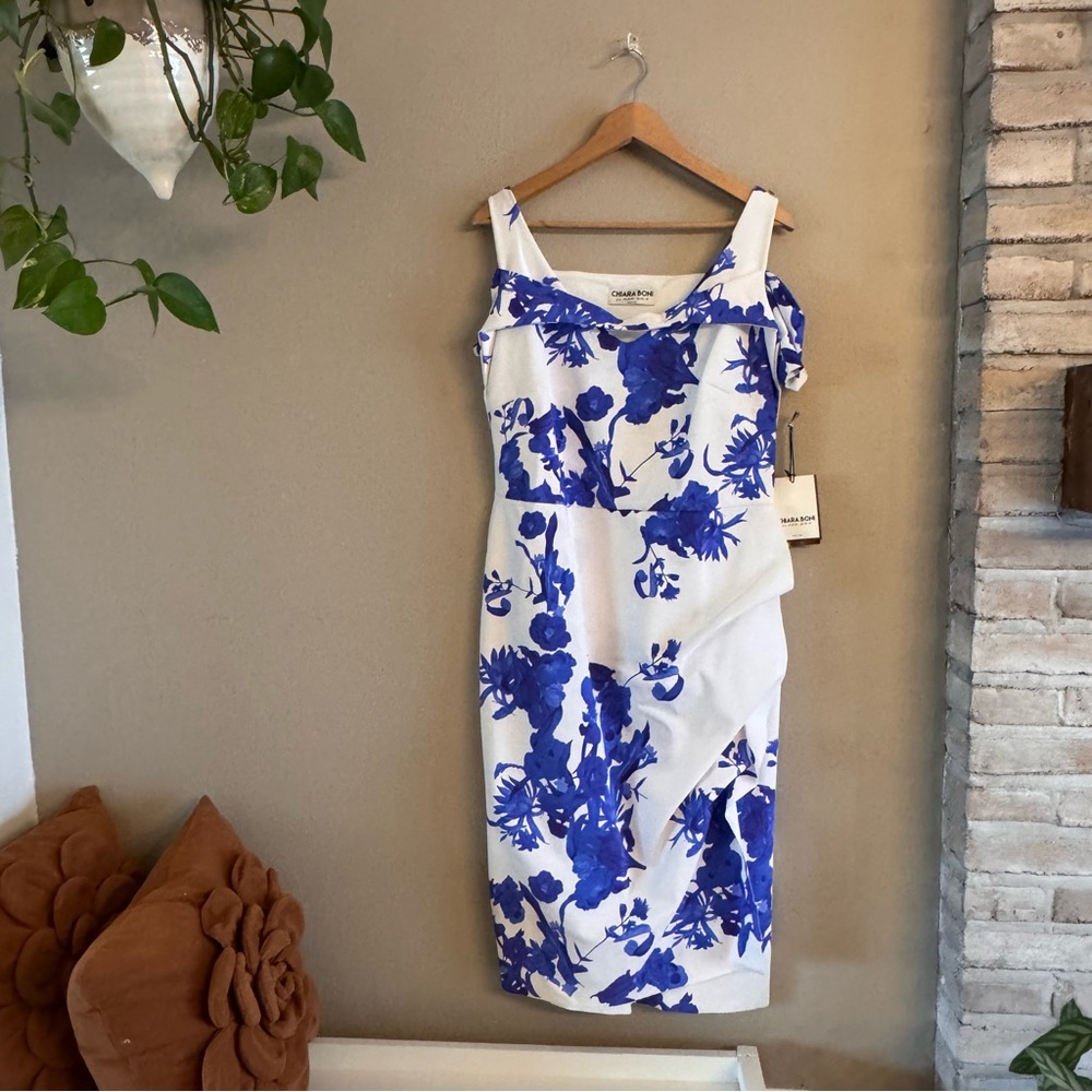 Chiara Boni Blue Floral Midi Dress